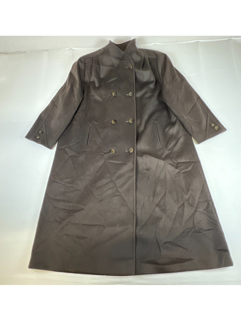 Vintage J.G. Hook Men's Wool Trench Coat Made in USA Brown Double Breasted